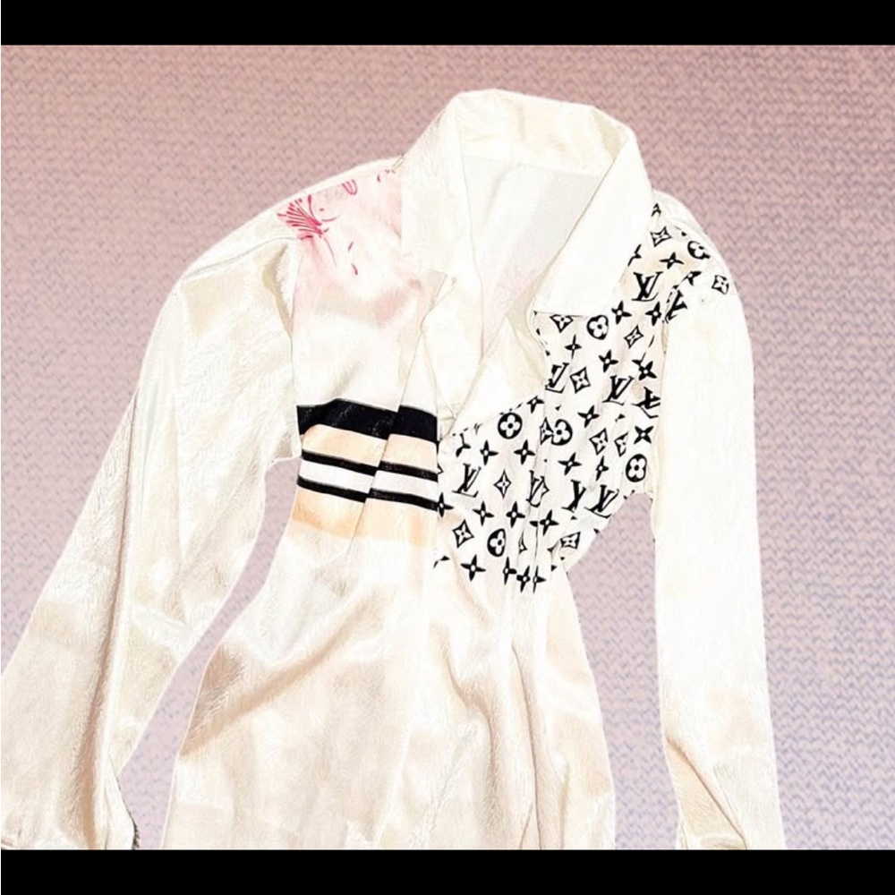 Designer White and Black Patterned Shirt